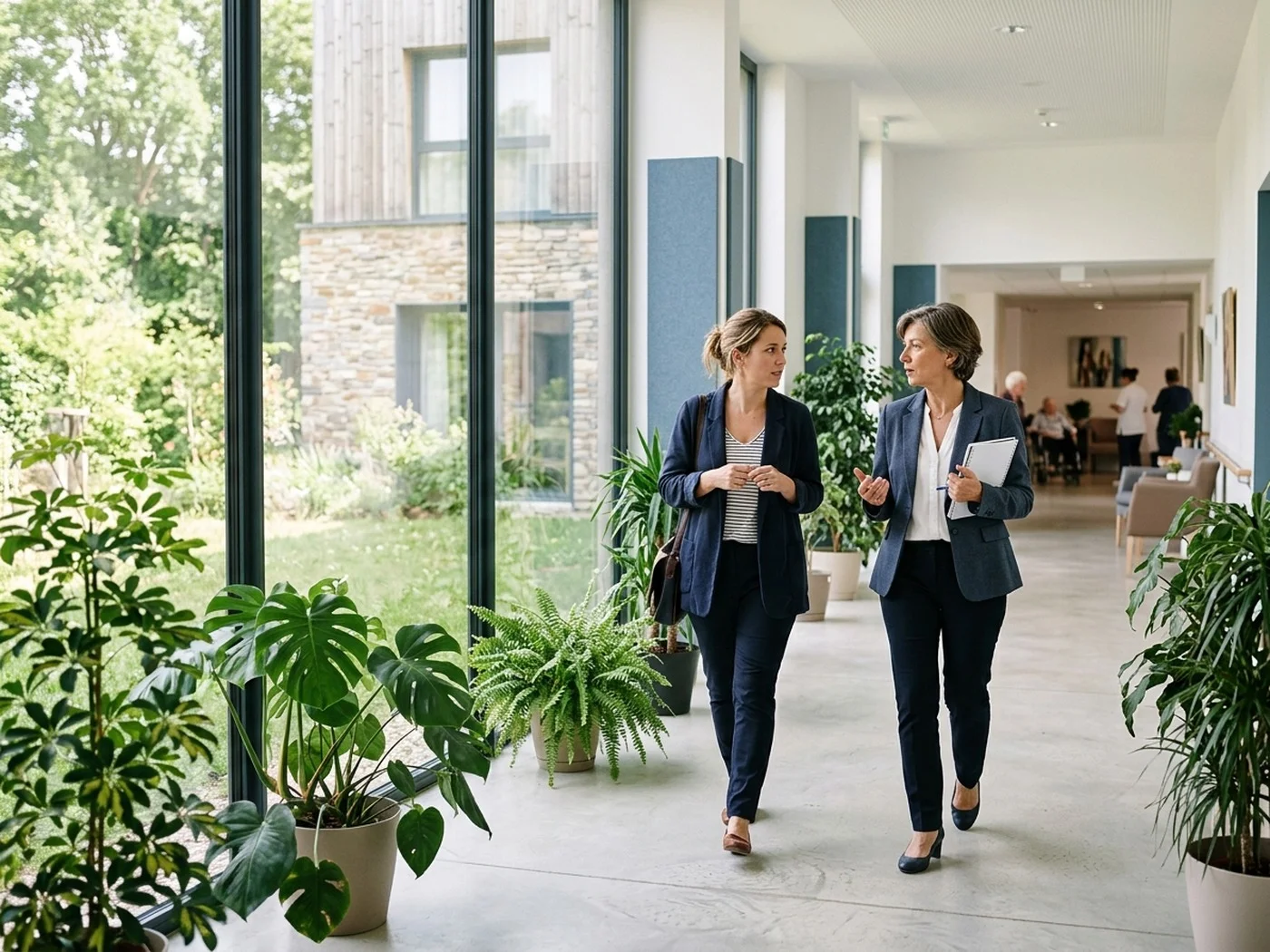 Une consultante Dir IPS en visite dans un établissement, aux côtés de la directrice